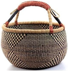 Large African Basket | Round Bolga Basket | Ghana Basket Black 14"-16" Across | Amazon (US)