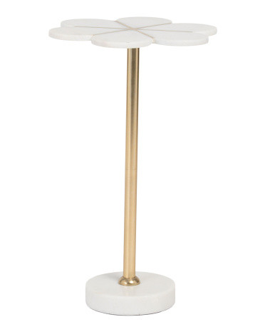 24in Marble Flower Accent Table | TJ Maxx