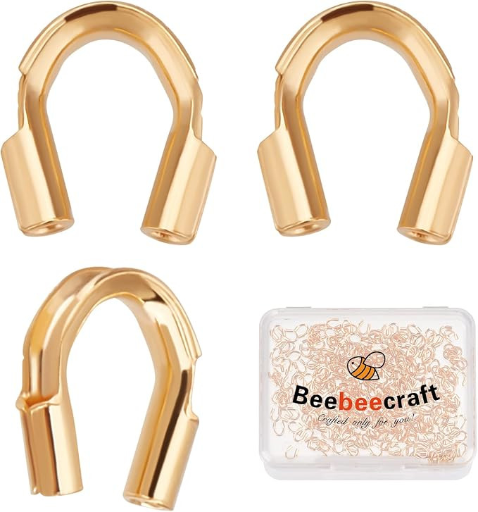 Beebeecraft 1 Box 300Pcs Wire Guardian 18K Gold Plated Brass U Shape Wire Guard Loops Thread Prot... | Amazon (US)