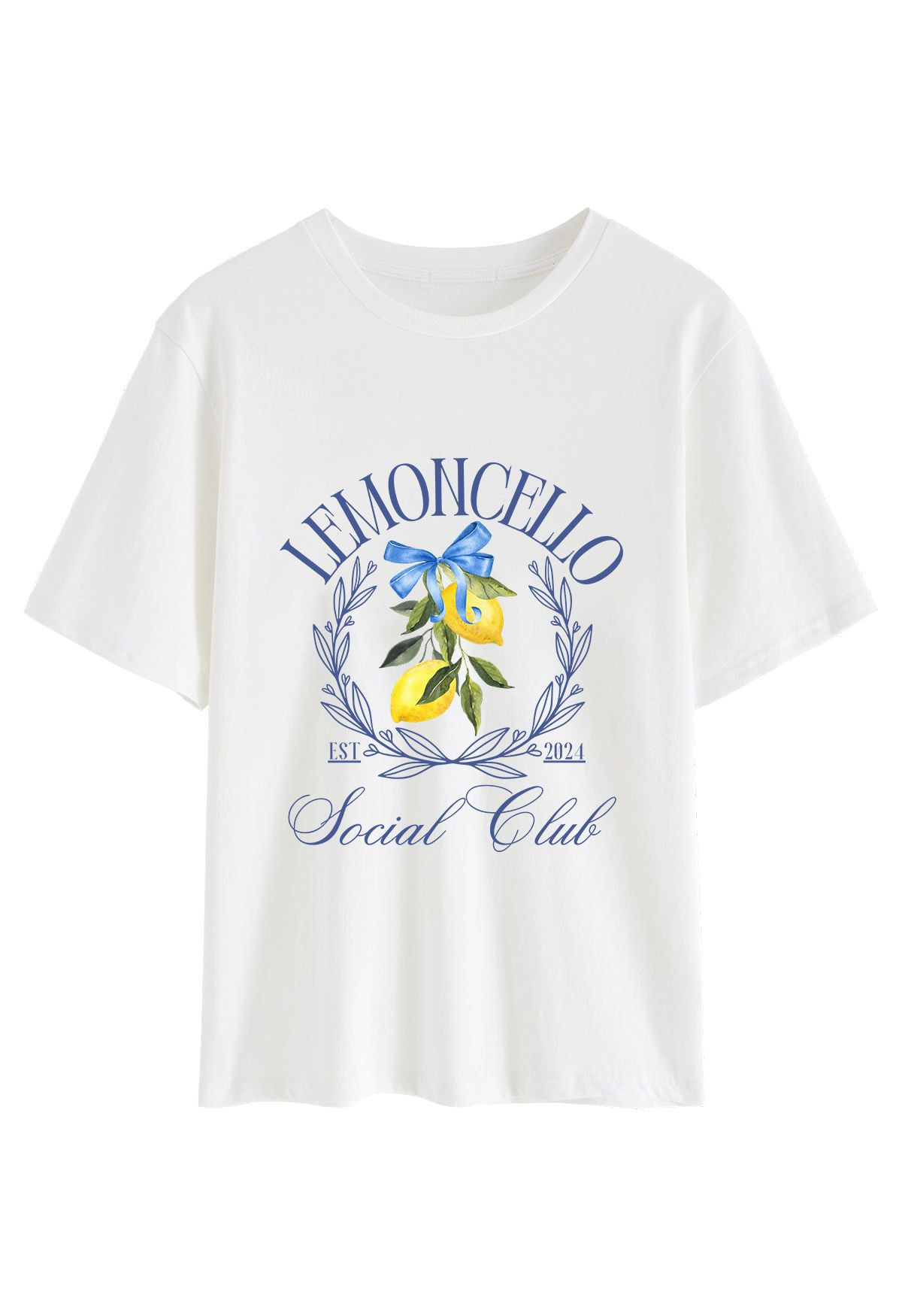 Lemon Branch Printed Round Neck T-Shirt | Chicwish