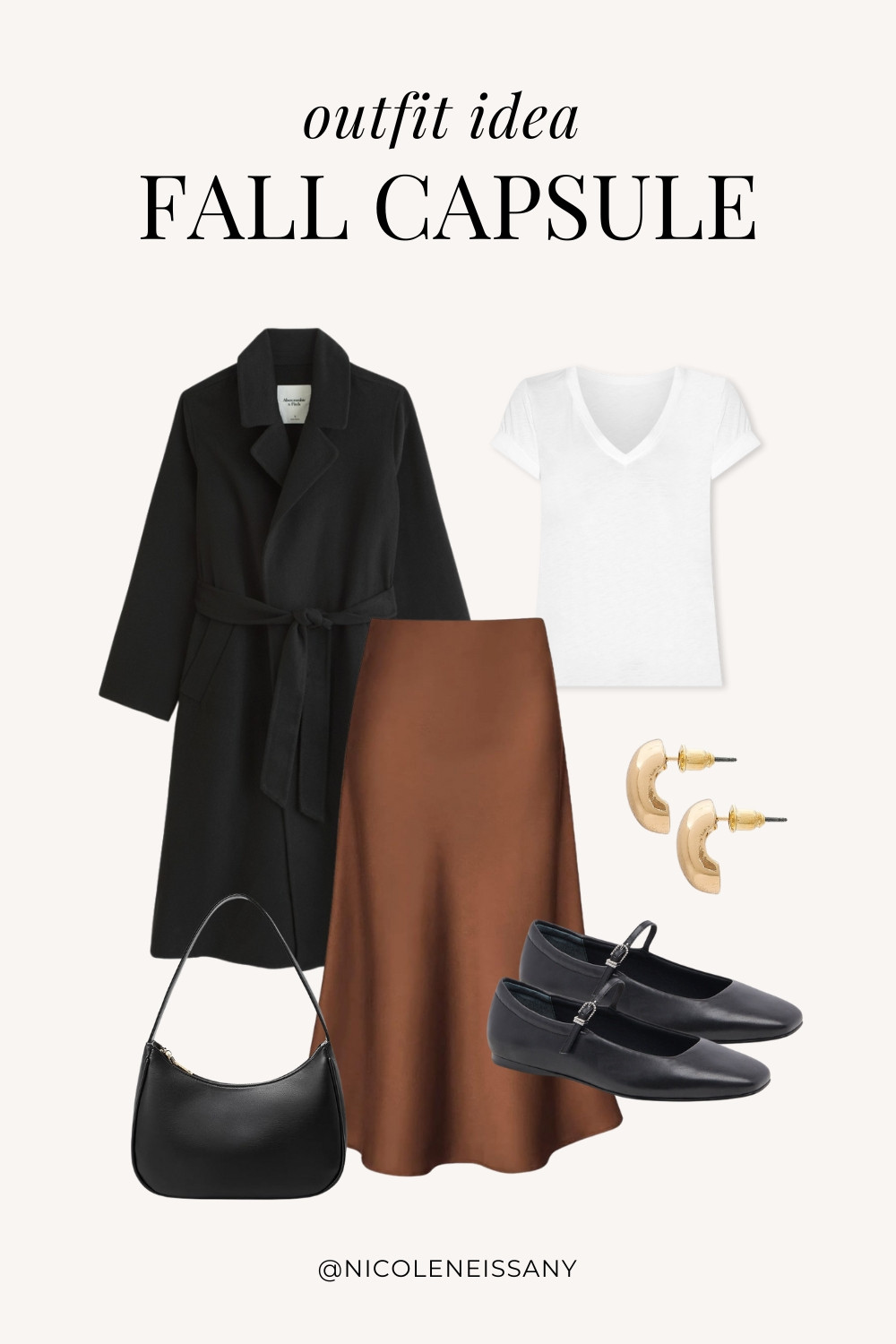 Fall Capsule Wardrobe Outfit Idea | fall capsule outfit, fall outfit, fall outfits, fall style, fall fashion, fall 2024 fashion, fall outfits 2024, fall trends 2024, fall outfit inspo, fall outfit inspiration, fall capsule wardrobe essentials, fall wardrobe essentials, fall closet essentials, fall essentials, fall basics, fall must haves, neutral capsule wardrobe, neutral outfit, neutral fashion, casual outfit, casual date night outfit, elevated casual outfit, brunch outfit, everyday outfit, Abercrombie, Abercrombie denim, Abercrombie jeans, Amazon Fashion, Revolve, Lulus, Nordstrom, H&M // fall coat, black coat, long coat, t-shirt, basic tee, brown satin midi skirt, black ballet flats, gold teardrop earrings

#liketkit #LTKSeasonal #LTKShoeCrush #LTKItBag #LTKStyleTip #LTKFindsUnder50 #LTKFindsUnder100 #LTKTravel #LTKSaleAlert