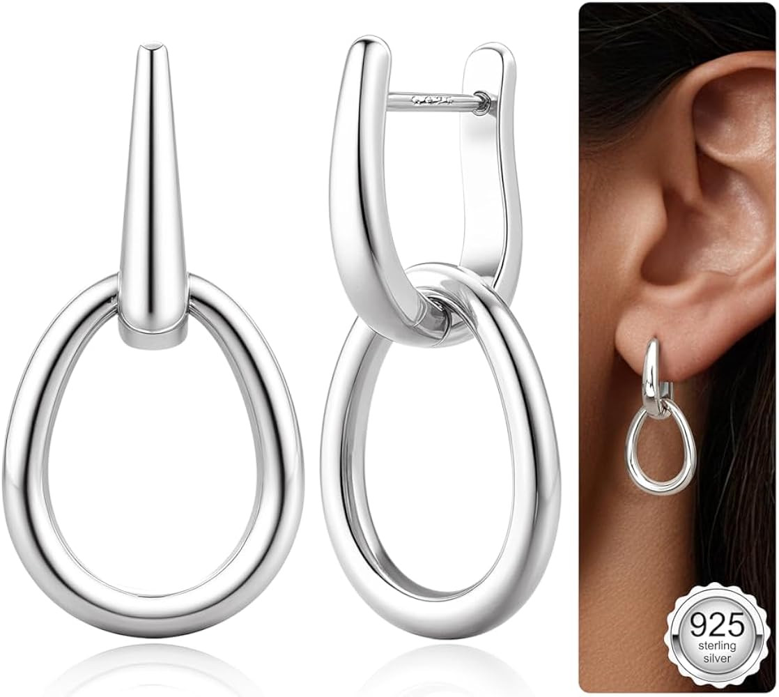 Finrezio Women's 925 Silver Double Circles Dangle Earrings 14 K Gold-Plated Hypoallergenic Hoop E... | Amazon (IT)
