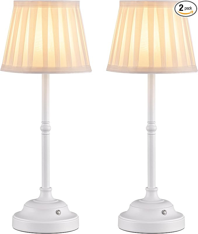 KDG Cordless LED Table Lamp Set of 2, Portables Fabric Shade Desk Lamps, 5000mAh Rechargeable Bat... | Amazon (US)