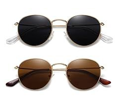 MEETSUN Round Polarized Sunglasses for Women Men Classic Retro Metal Frame Sun Glasses UV Protect... | Amazon (US)