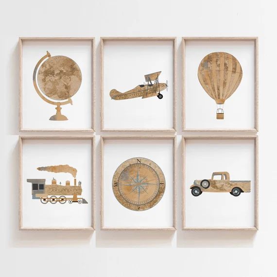 Travel Nursery Print - Airplane Nursery Decor - Explorer Map Print - Transportation nursery art -... | Etsy (US)