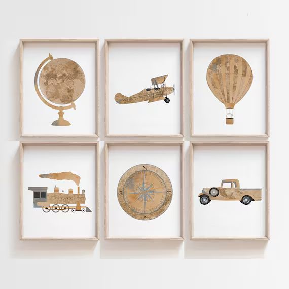 Travel Nursery Print - Airplane Nursery Decor - Explorer Map Print - Transportation nursery art -... | Etsy (US)