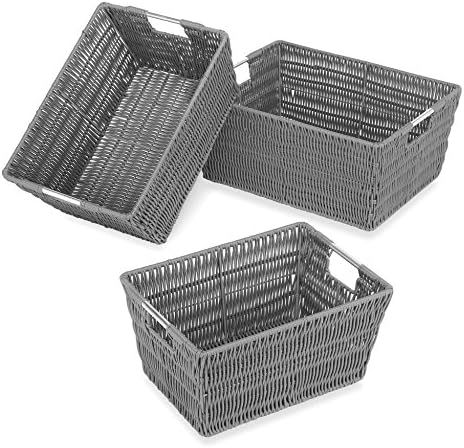 Amazon.com: Whitmor Rattique Storage Baskets - Grey (3 Piece Set) : Home & Kitchen | Amazon (US)
