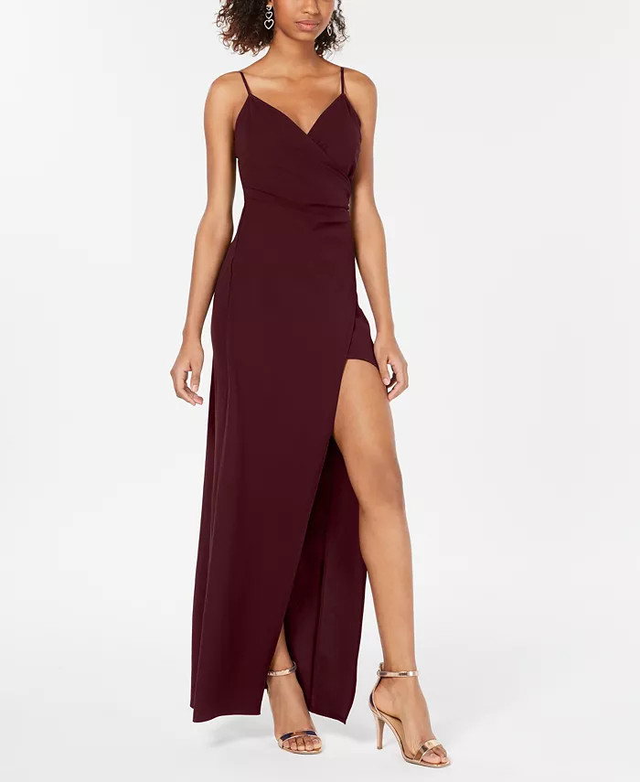 Emerald Sundae Juniors' High-Slit Gown  & Reviews - Dresses - Juniors - Macy's | Macys (US)