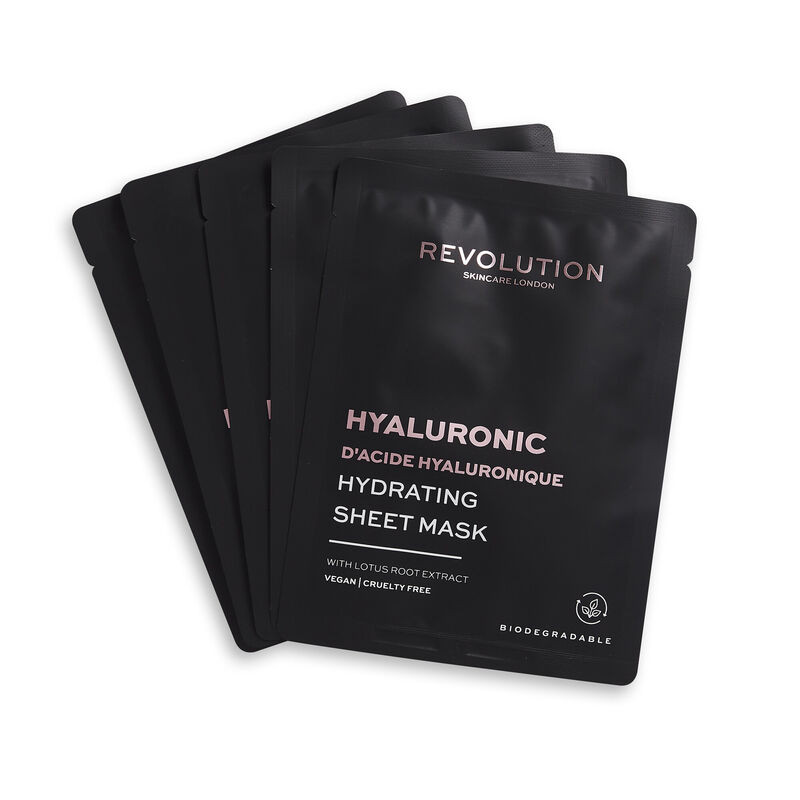 Revolution Skincare Biodegradable Hydrating Hyaluronic Acid Sheet Mask 5 Pack | Revolution Beauty (UK)