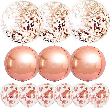 Jumbo 36 Inch Confetti Balloon - Rose Gold Balloons | Metallic Balloons Rose Gold for Rose Gold B... | Amazon (US)