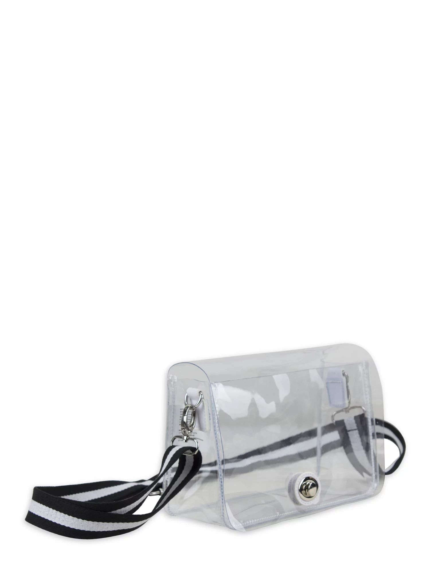 Eastsport Limited Micah Clear Crossbody with Webbing Strap, Black White Stripe | Walmart (US)