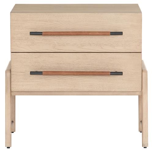 Matthew Modern Classic Brown Wood 2 Drawer Nightstand | Kathy Kuo Home