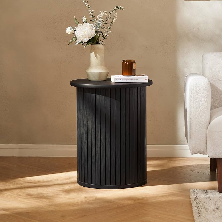 mopio Quin Pedestal Side Table, Tambour Round Fluted End Table, Small Accent Tables for Living Ro... | Amazon (US)