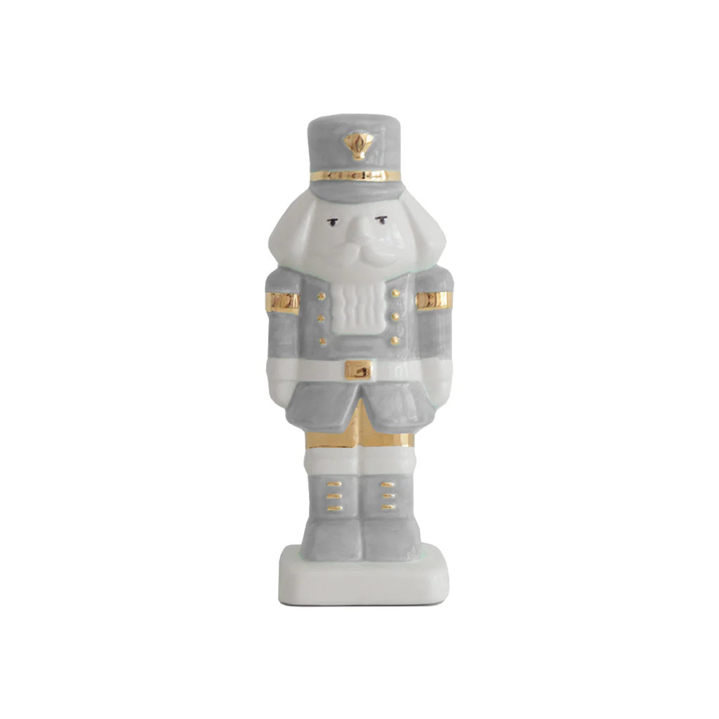 Light Gray Nutcracker with 22K Gold Accents | Lo Home by Lauren Haskell Designs