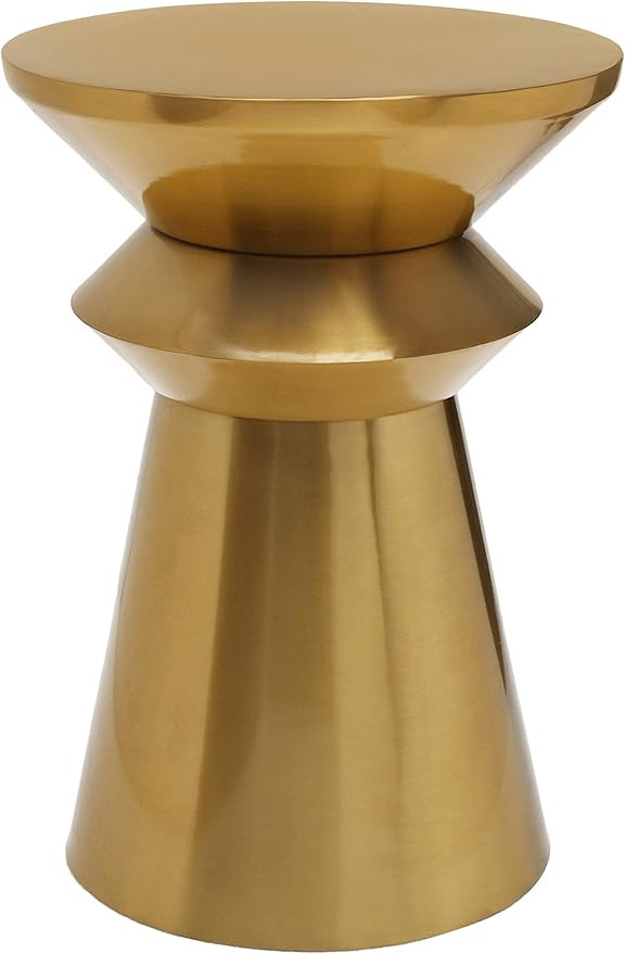Meridian Furniture Jai Collection Modern | Contemporary Brushed Gold Metal End Table, 14" W x 14"... | Amazon (US)
