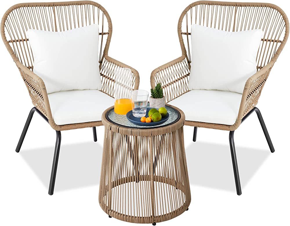 Best Choice Products 3-Piece Patio Conversation Bistro Set, Outdoor All-Weather Wicker Furniture ... | Amazon (US)