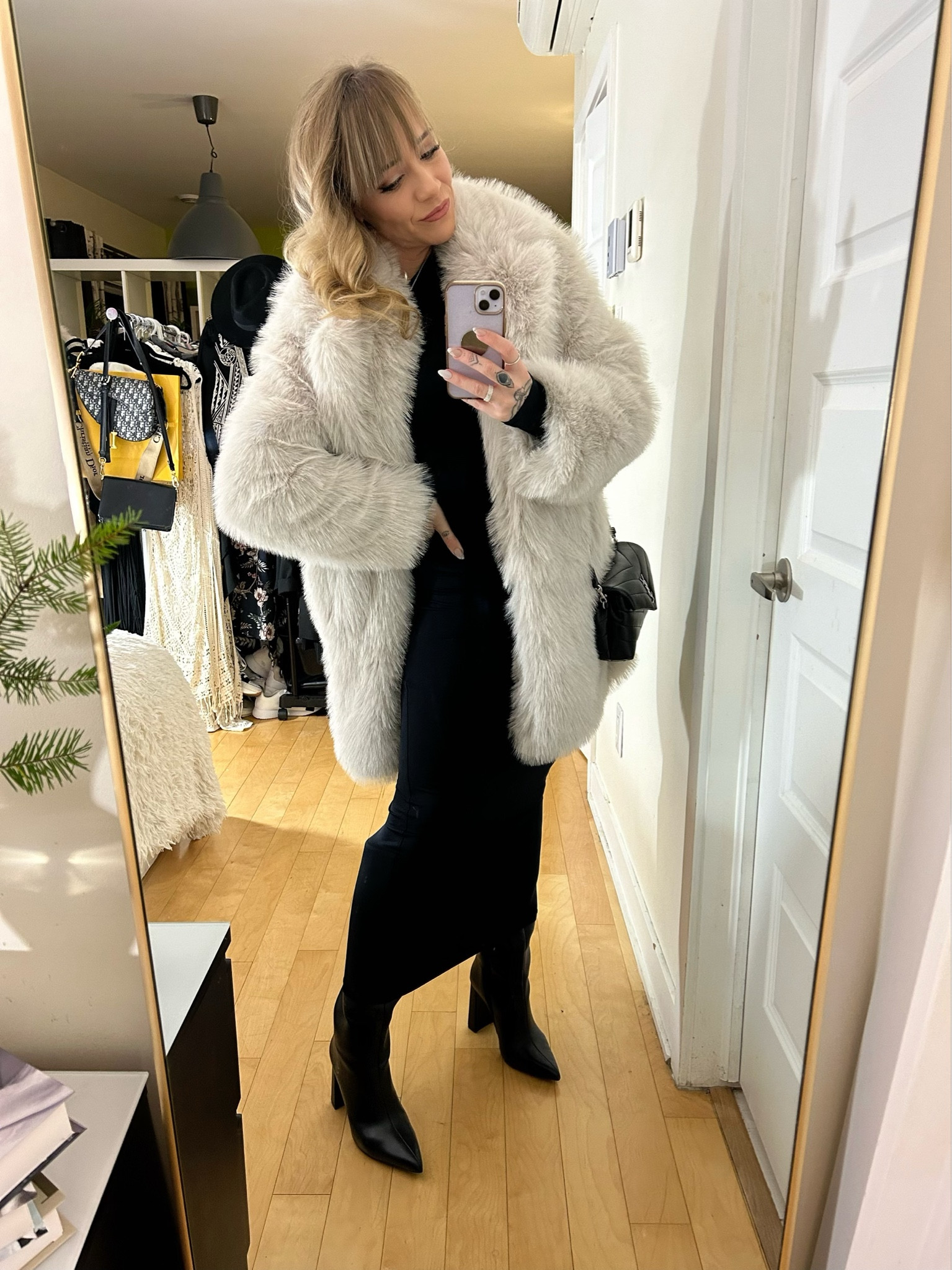 bodycon dress with fur coat Square Neck Shapewear Midi Work Dress | Built-In Slimming main image 0