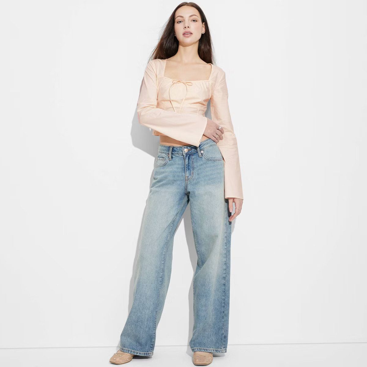 Women's Long Sleeve Cotton Milkmaid Top - Wild Fable™ | Target