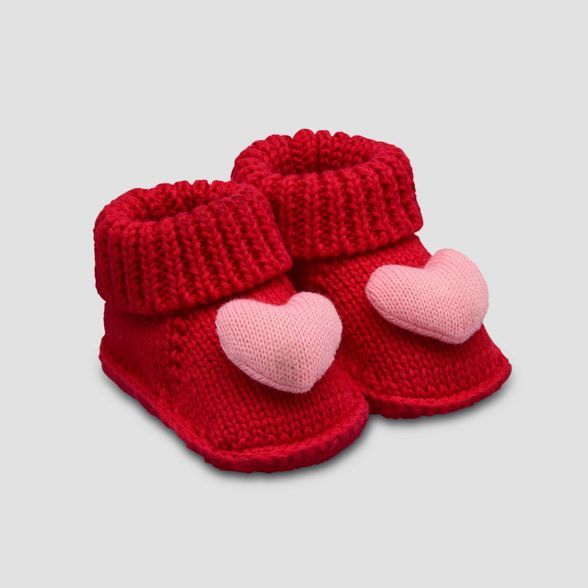 Baby Girls' Knitted Heart Slippers - Just One You® made by carter's Red Newborn | Target