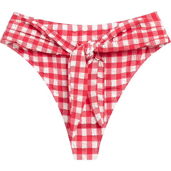 Women's Red Gingham Paula Tie-Up Bikini Bottom | Maisonette