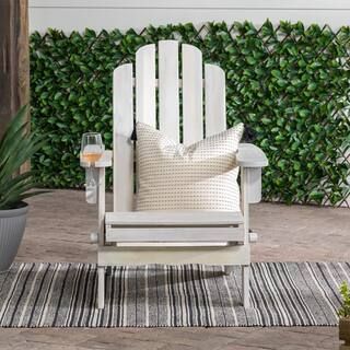 Walker Edison Furniture Company White Wash Outdoor Patio Wood Adirondack Chair HDWACKDWW - The Ho... | The Home Depot