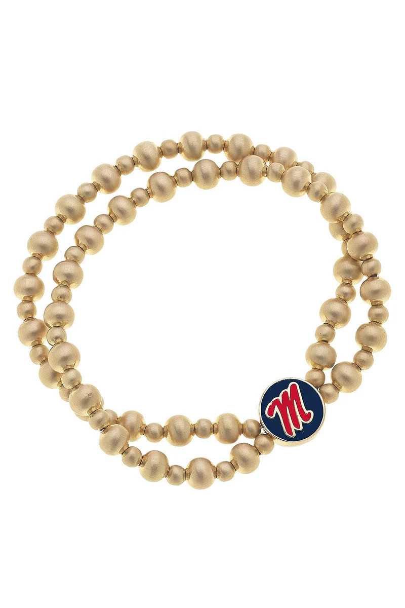 Ole Miss Rebels 2-Row Ball Bead Stretch Bracelet | CANVAS