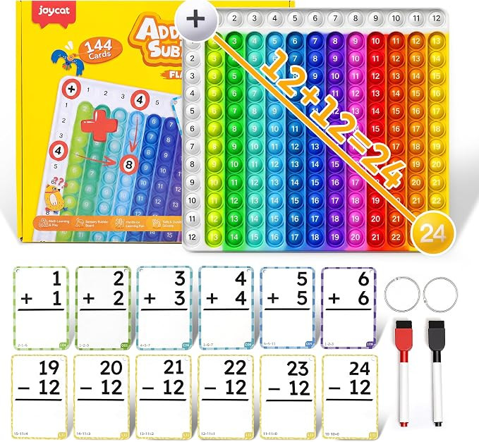 JoyCat 144 Addition & Subtraction Flash Cards with Learning Board, Ages 4-8 | Hole-punched flash ... | Amazon (US)