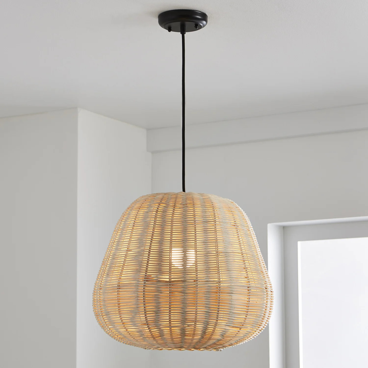 Better Homes & Gardens 16.5" Architectural Natural Woven Pendant Light, Adjustable Cord | Walmart (US)