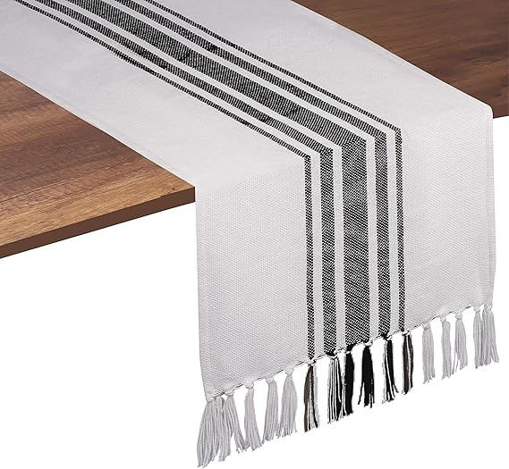 Native Fab Pure Cotton Table Runner Farmhouse 108 Inches Long - Wedding Table Runners with Fringe... | Amazon (US)