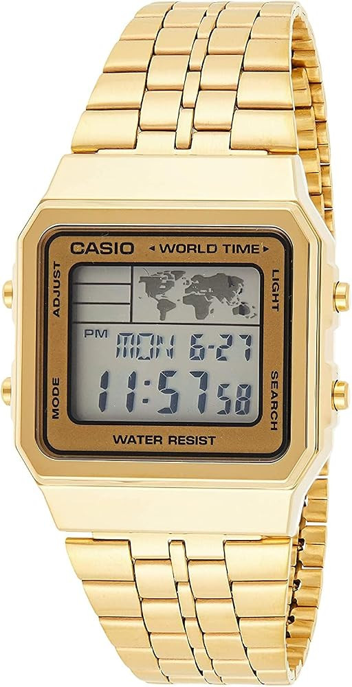 Casio A500WGA-9D Men's Vintage Collection Gold Tone Alarm Chronograph World Time Digital Watch | Amazon (US)
