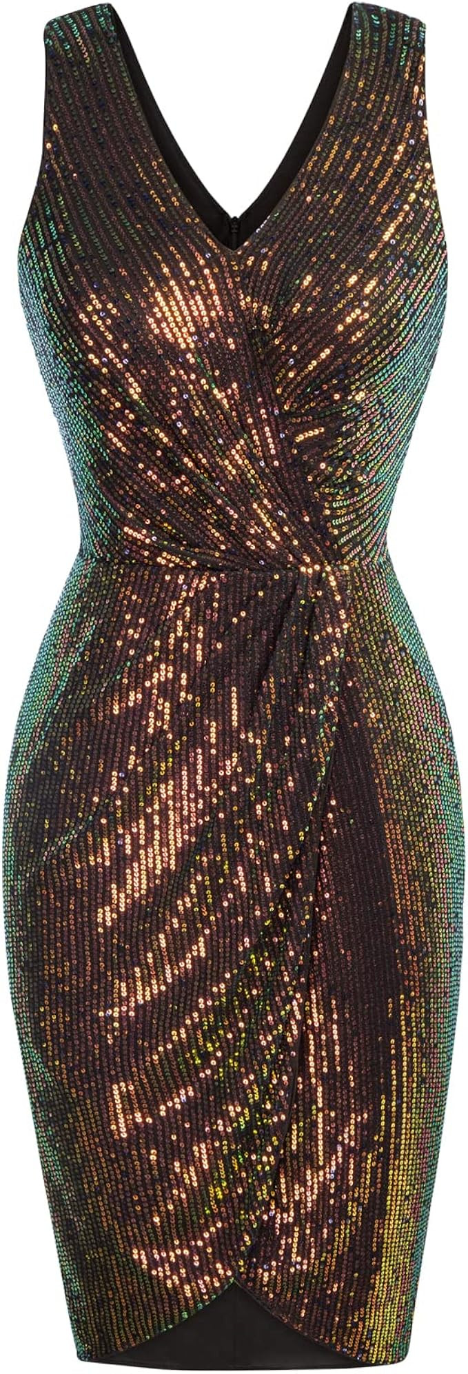 GRACE KARIN Women's Sexy Sequin Sparkly Glitter Party Dress Club Dress Sleeveless V-Neck Ruched C... | Amazon (US)