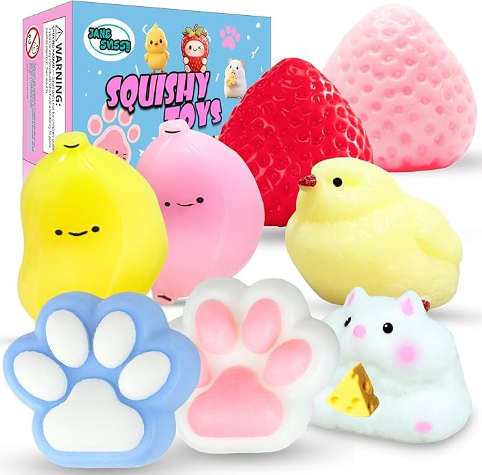 8 Pcs Taba Squishies Pack - Squishy Pack Include (2 Strawberry, 2 Cat Paws,2 Banana,1 Hamster,1 C... | Amazon (US)