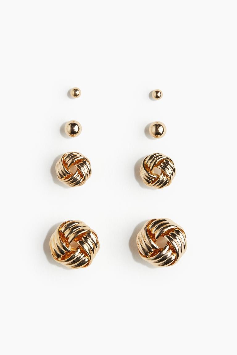 4 Pairs Stud Earrings - Gold-colored - Ladies | H&M US | H&M (US + CA)