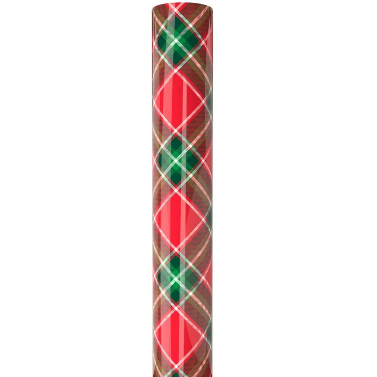 Red and Green Plaid Christmas Wrapping Paper, 30 sq ft, by Holiday Time | Walmart (US)