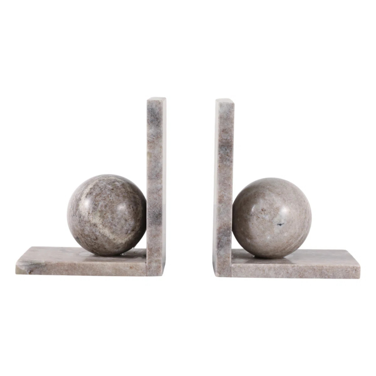 Decorative Bookends With Ball Orbs Accent - Modern Bookshelf Decor For Shelf, Office Desk, Or Hom... | Wayfair North America