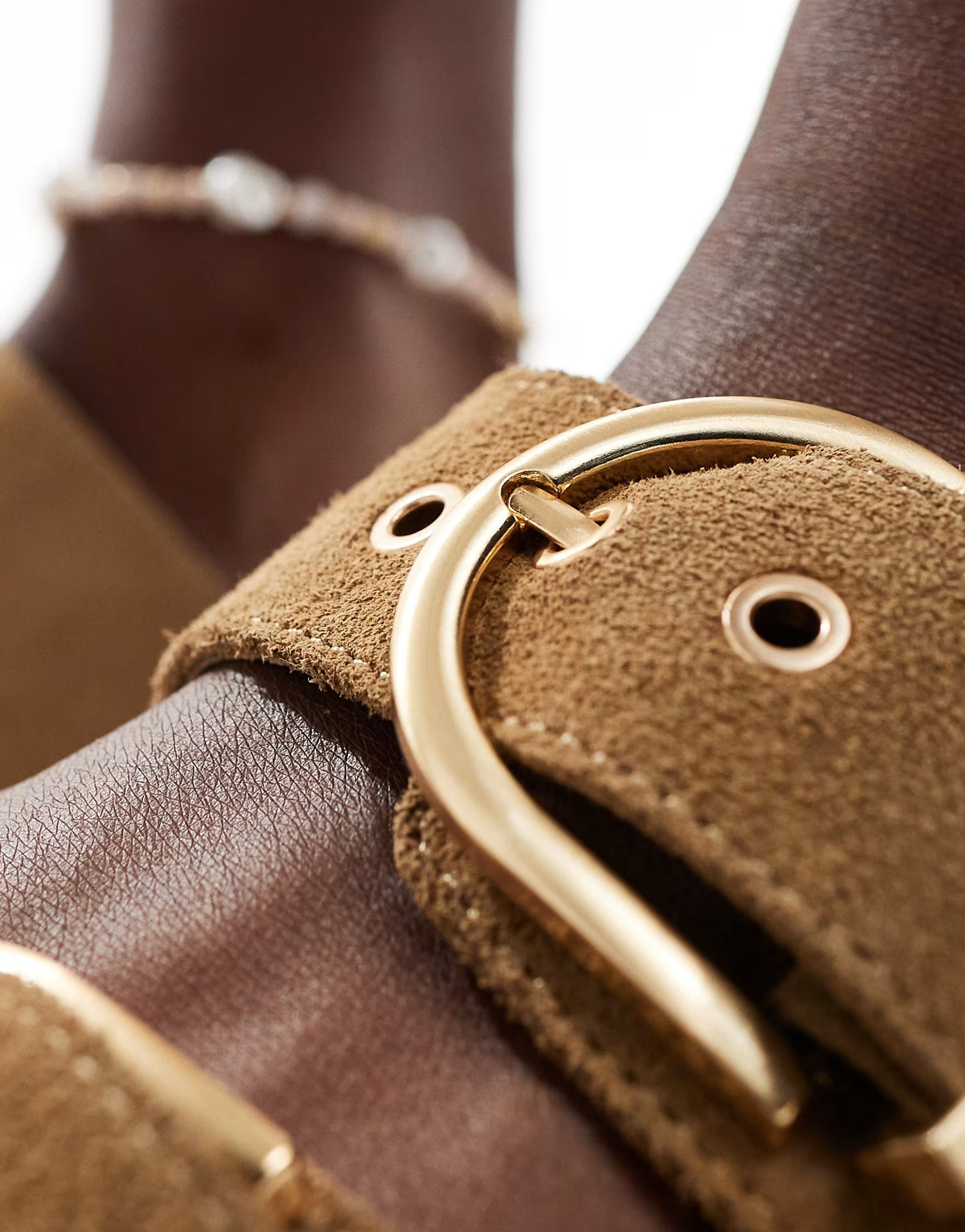 Stradivarius two strap buckle sandals in sand | ASOS (Global)