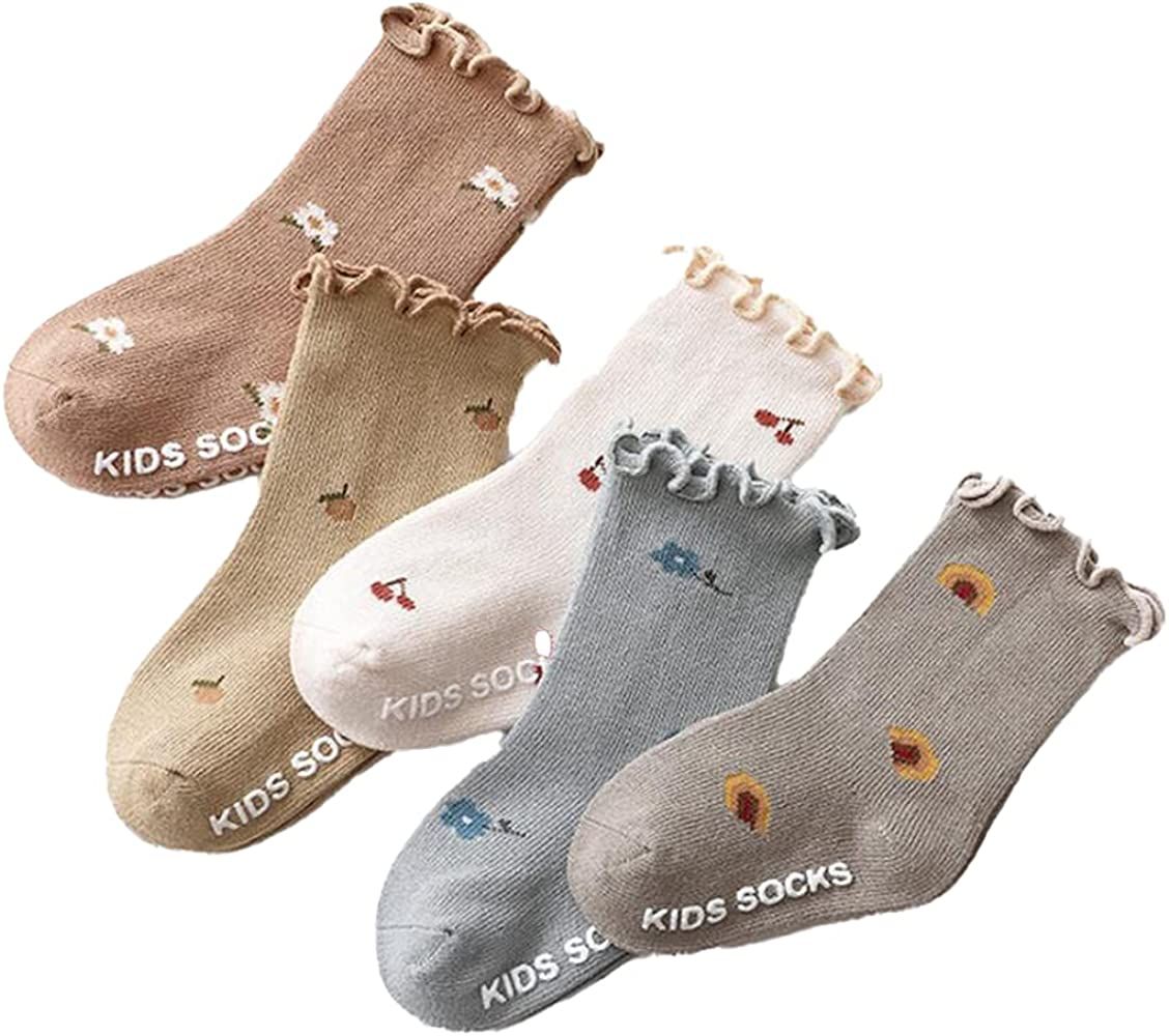 TIBE PINCESS Baby Girl Socks Toddler Frilly Ruffle Socks Infant Anti Slip Vintage Daisy Embroider... | Amazon (US)