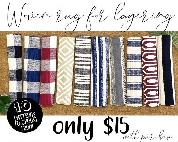 ADD-ON ITEM | 15 Dollars with Doormat Purchase | Woven Cotton Layering Rug | 10 Designs | 24x36 i... | Etsy (US)
