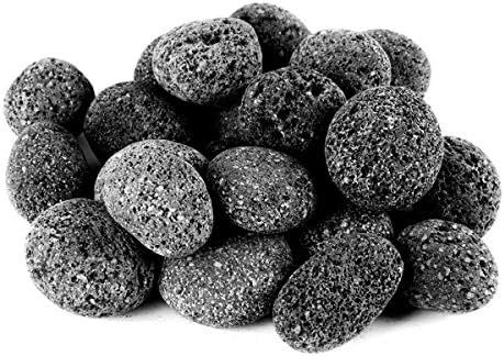 Skyflame Black Natural Tumbled Stones Round Lava Rock Pebbles for Indoor Outdoor Gas Fire Pit | F... | Amazon (US)