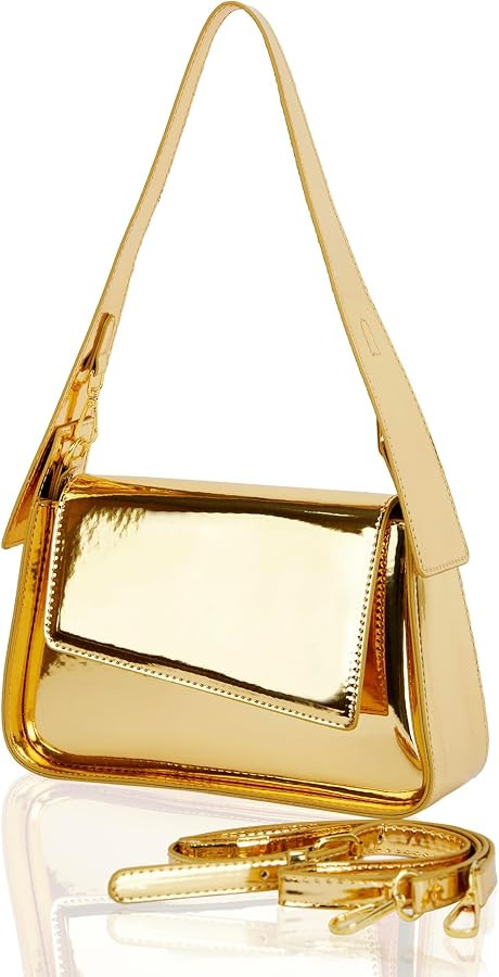 Clutch Purse for Women - Y2K Glitter Tote Evening Bag Leather Hobo Party Handbags Cute Metallic S... | Amazon (US)