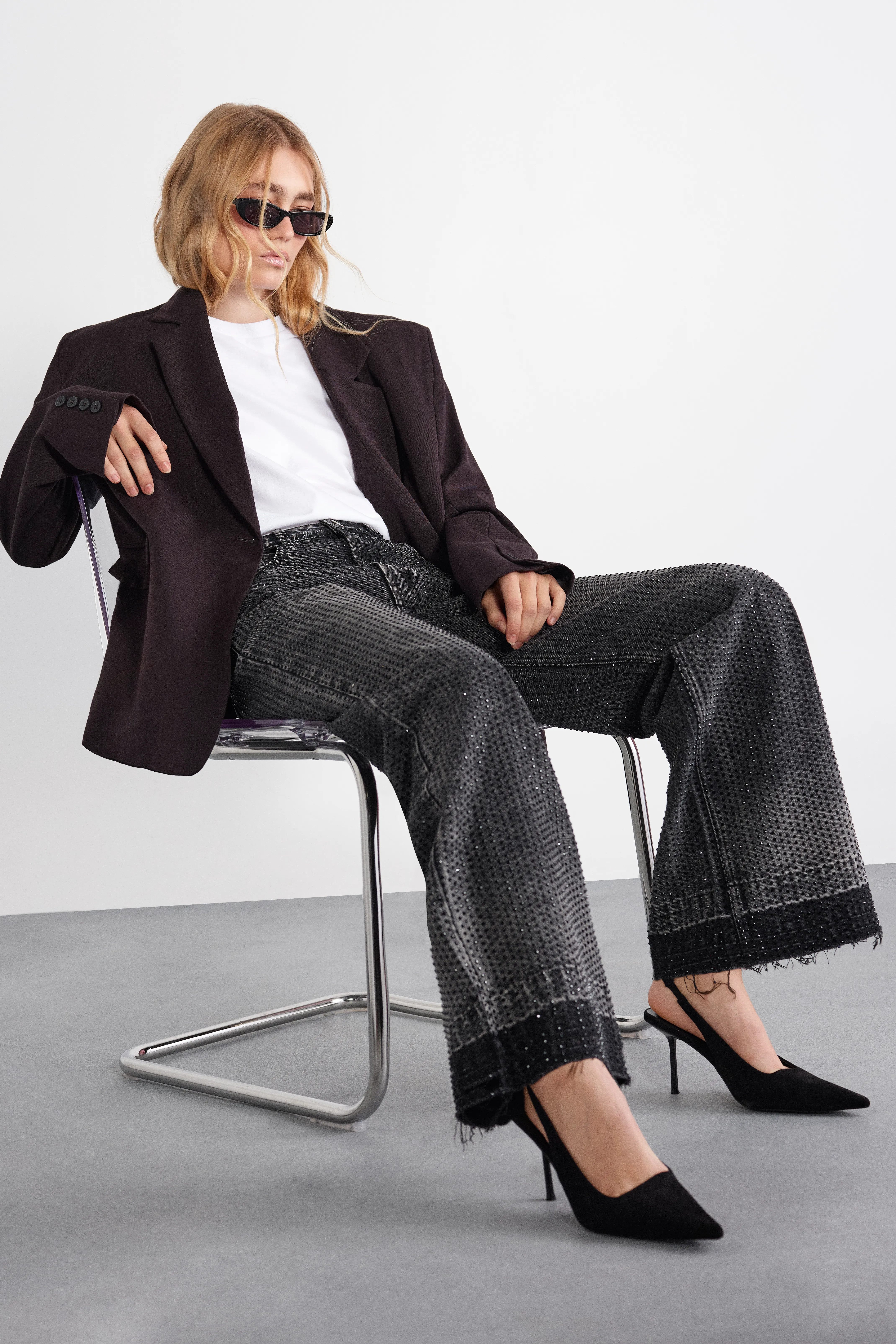 Jeans | Diamante Embellished Straight Leg Jeans | MissPap | Miss Pap UK