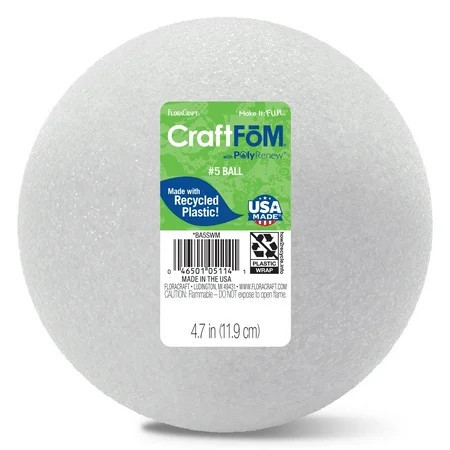 FloraCraft CraftFōM Crafting Foam Ball 4.7" White | Walmart (US)