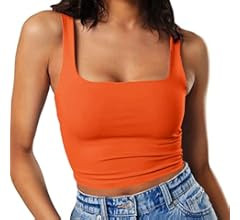 Artfish Women's Sleeveless Strappy Tank Square Neck Double Layer Workout Fitness Casual Basic Cro... | Amazon (US)