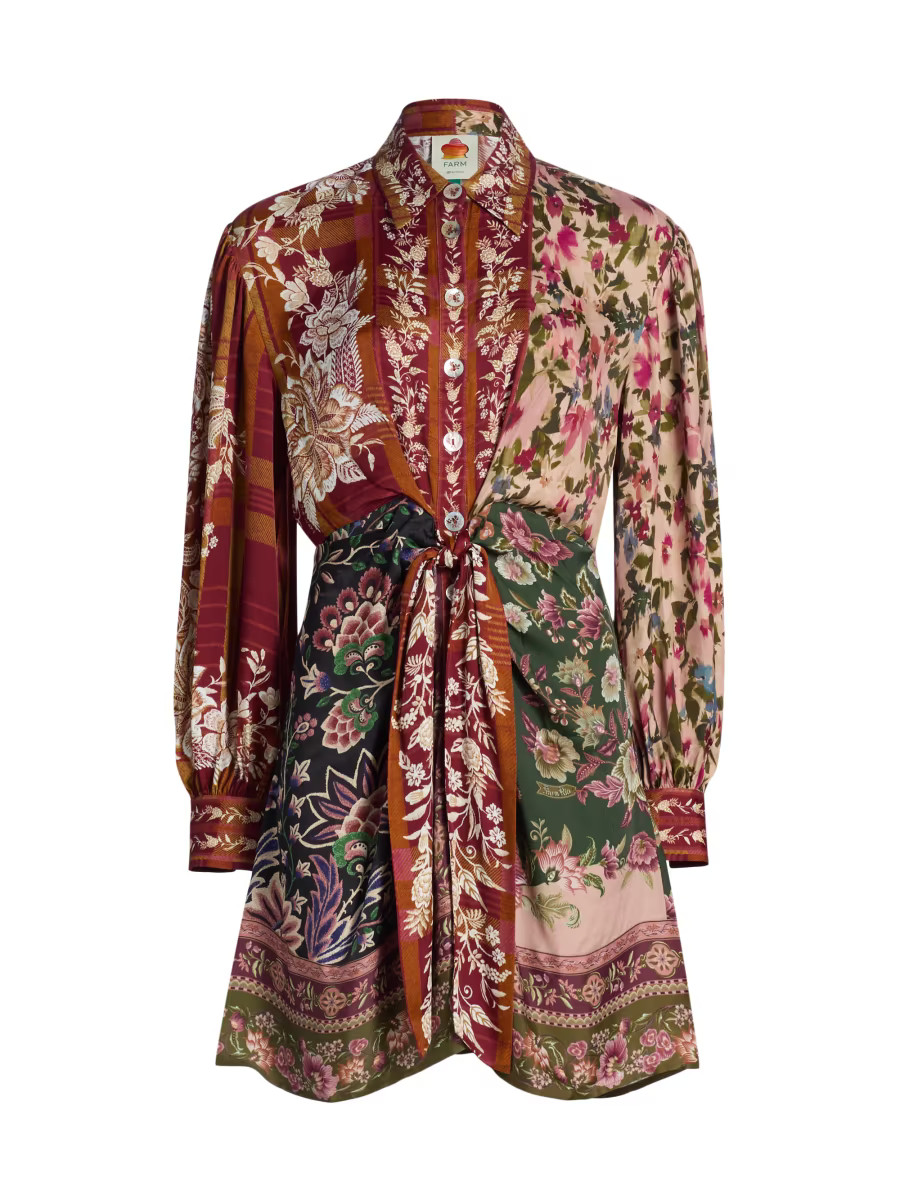 Winter Garden Floral Satin Minidress | Saks Fifth Avenue