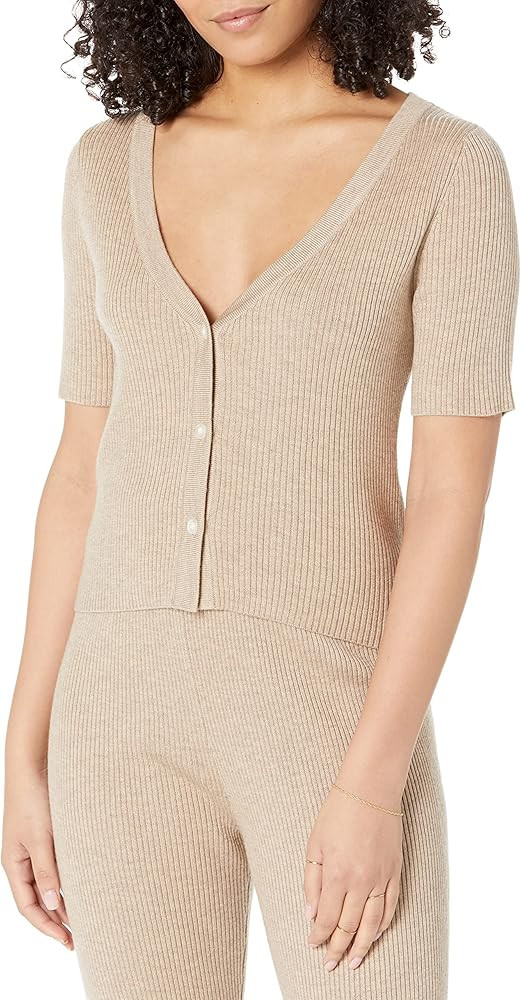 The Drop Women's Akira Cropped Ribbed V-neck Cardigan Sweater | Amazon (US)