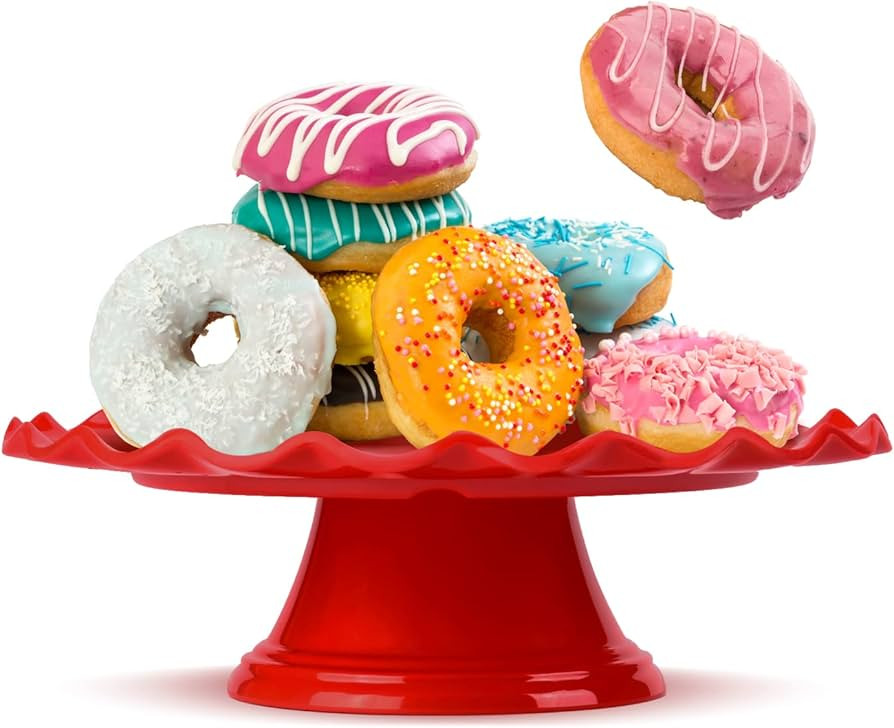 XMNFLY 10.8 Inch Floral Border Cake Stand, Melamine Display Stand,Cupcake Stand for Birthday Part... | Amazon (US)