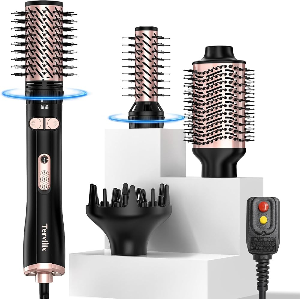 Terviiix 4-in-1 Hot Air Rotating Blow Dryer Brush Kit 1000W with Rotatable Round Brushes (2 Sizes... | Amazon (US)