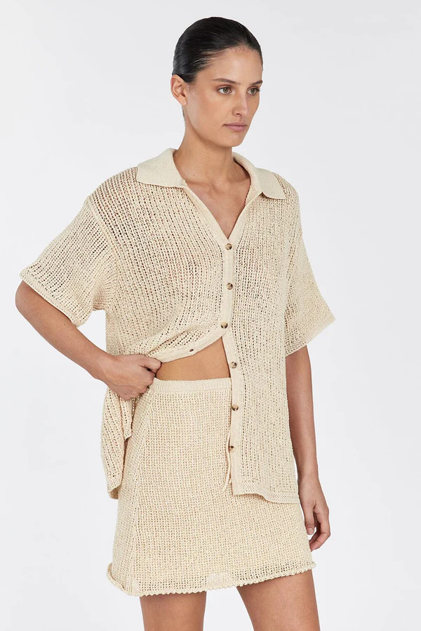 MARGOT WHEAT CROCHET MINI SKIRT | DISSH