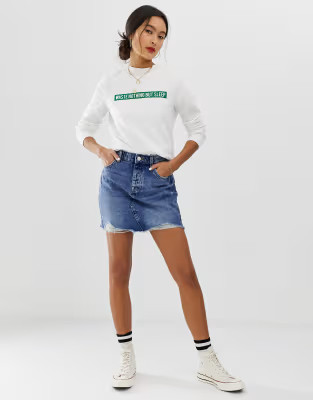 Only vintage wash destroyed denim mini skirt | ASOS US