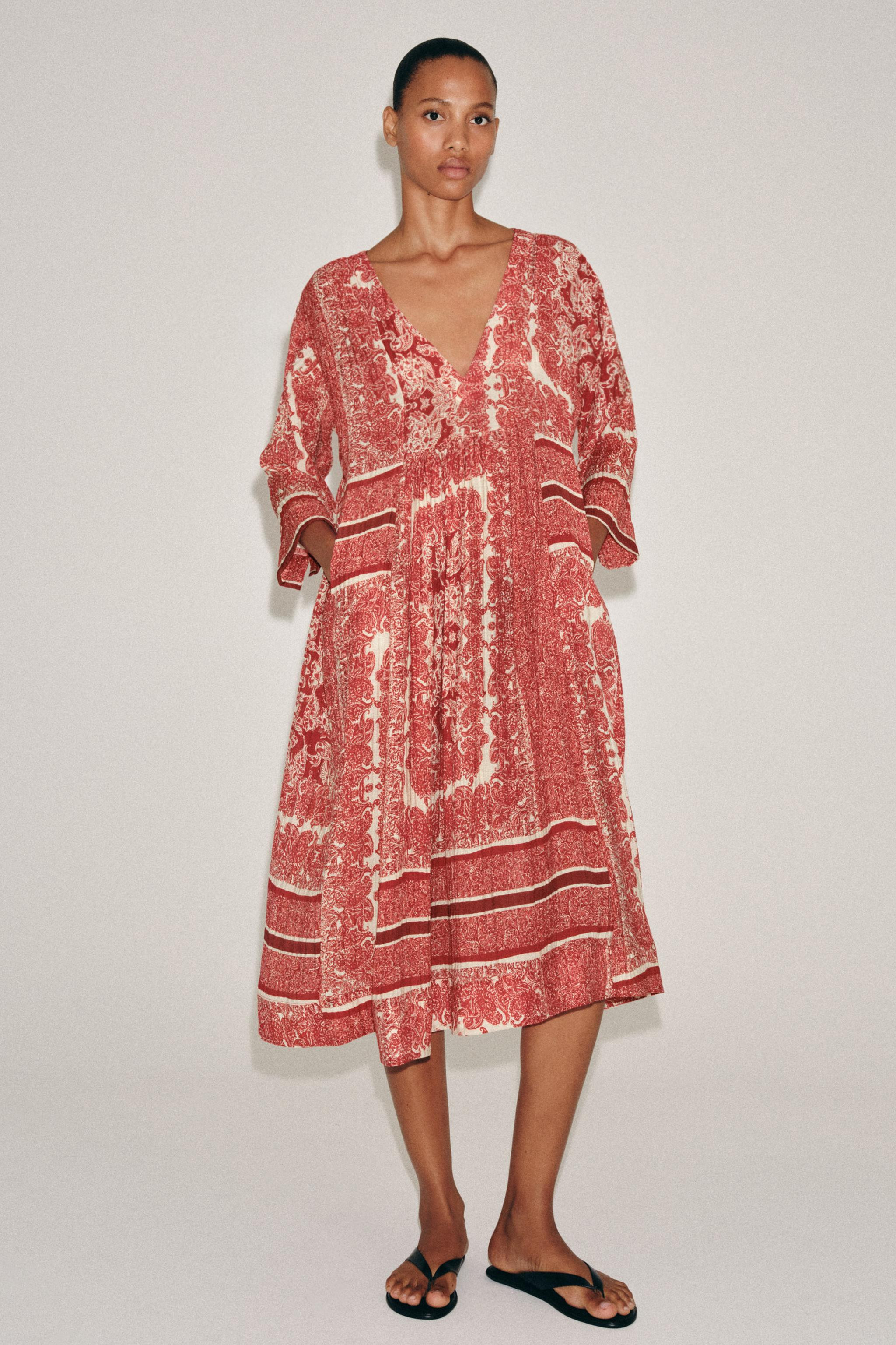 ZW COLLECTION PRINTED MIDI DRESS | Zara US